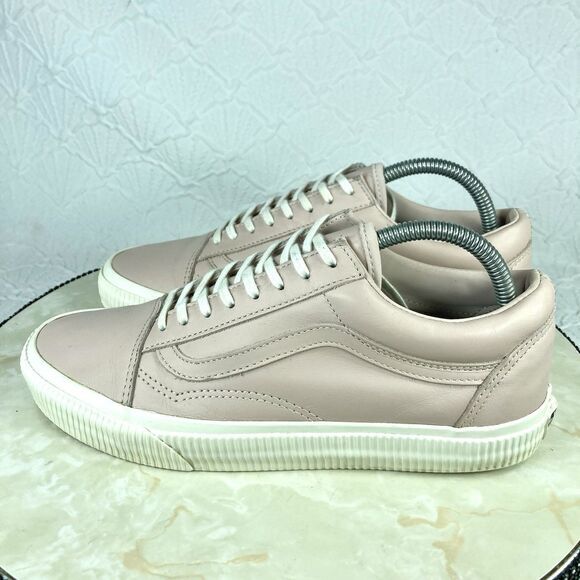 Vans Old Skool Sneakers Women 9.5 Pink Leather Classic Low Top Skate Retro Shoes - Picture 7 of 13
